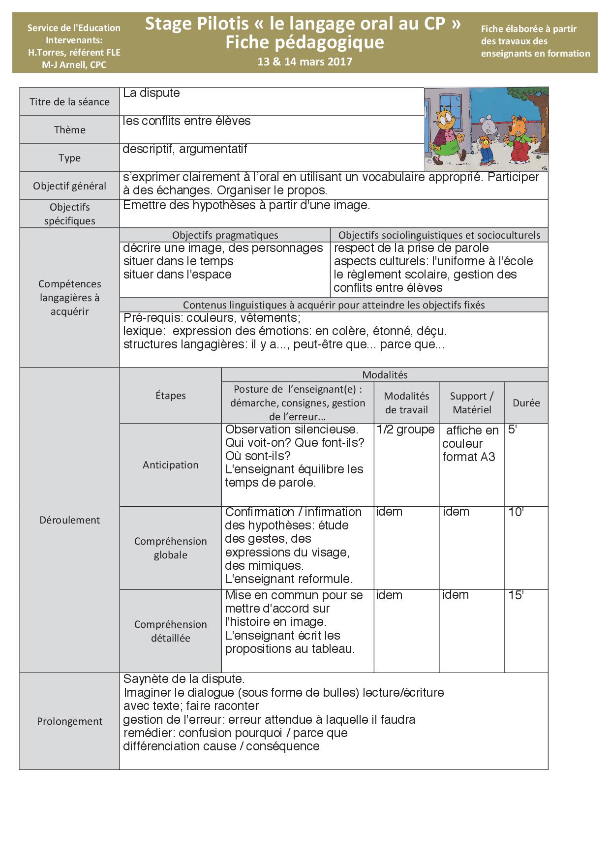 Des fiches pédagogiques pour le langage oral au CP !